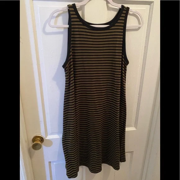 navy and green striped dress Black & Green Stripe Sweater Dress main image 1